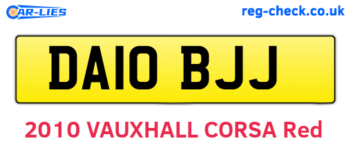 DA10BJJ are the vehicle registration plates.