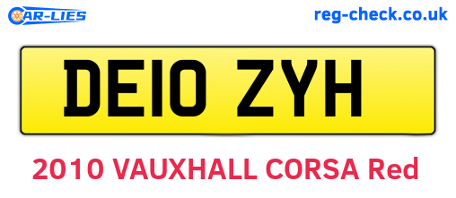 DE10ZYH are the vehicle registration plates.