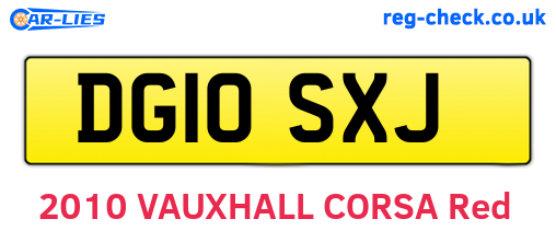 DG10SXJ are the vehicle registration plates.