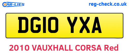 DG10YXA are the vehicle registration plates.