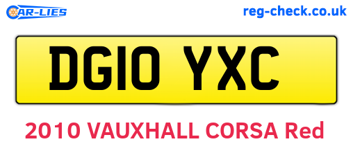 DG10YXC are the vehicle registration plates.