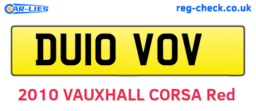 DU10VOV are the vehicle registration plates.