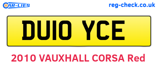 DU10YCE are the vehicle registration plates.