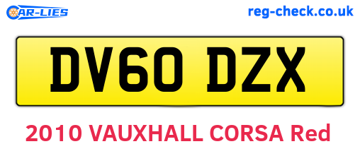 DV60DZX are the vehicle registration plates.