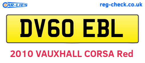 DV60EBL are the vehicle registration plates.