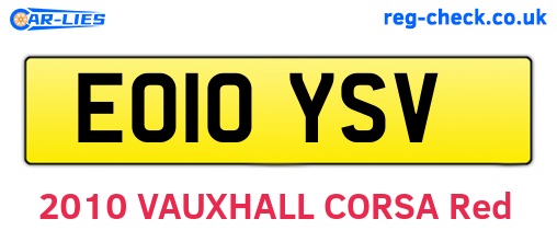 EO10YSV are the vehicle registration plates.