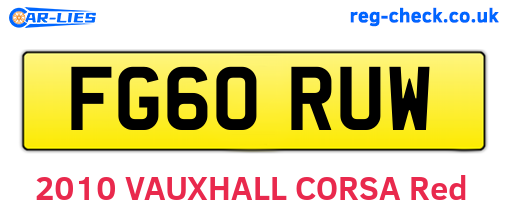 FG60RUW are the vehicle registration plates.