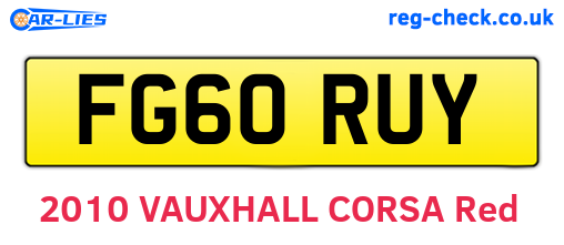 FG60RUY are the vehicle registration plates.