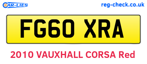 FG60XRA are the vehicle registration plates.