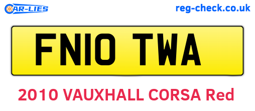 FN10TWA are the vehicle registration plates.