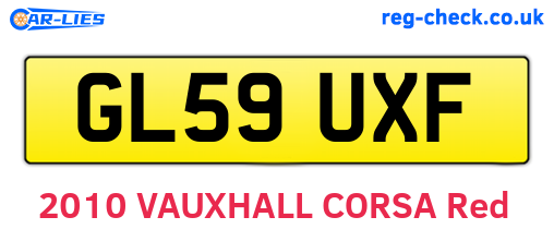 GL59UXF are the vehicle registration plates.