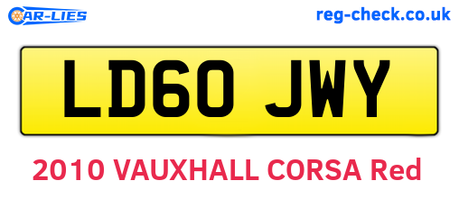 LD60JWY are the vehicle registration plates.