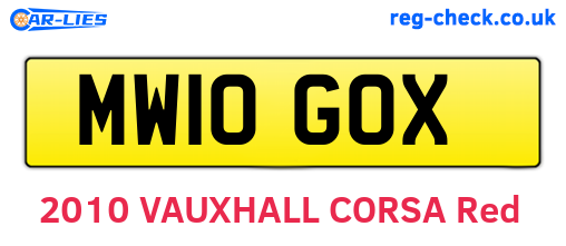 MW10GOX are the vehicle registration plates.