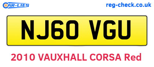 NJ60VGU are the vehicle registration plates.