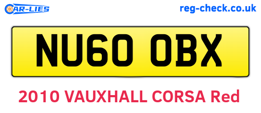NU60OBX are the vehicle registration plates.