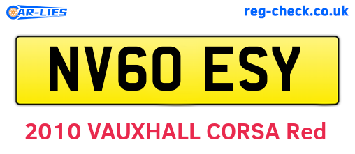 NV60ESY are the vehicle registration plates.