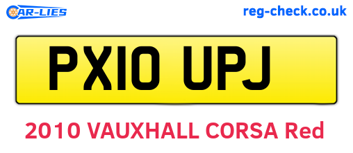 PX10UPJ are the vehicle registration plates.