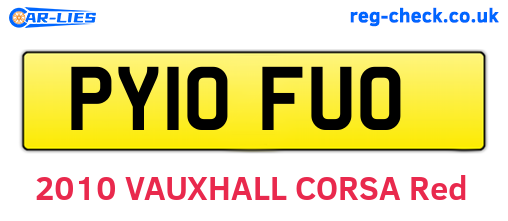 PY10FUO are the vehicle registration plates.