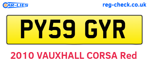 PY59GYR are the vehicle registration plates.