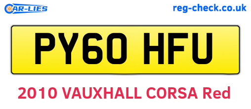 PY60HFU are the vehicle registration plates.
