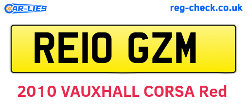 RE10GZM are the vehicle registration plates.