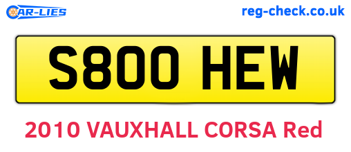 S800HEW are the vehicle registration plates.