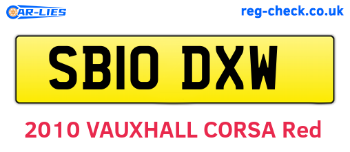 SB10DXW are the vehicle registration plates.