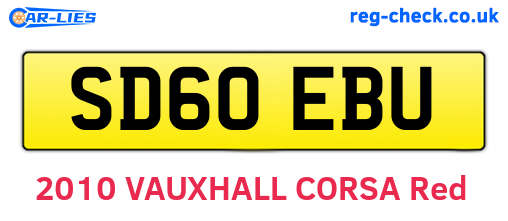 SD60EBU are the vehicle registration plates.