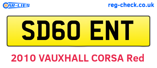 SD60ENT are the vehicle registration plates.