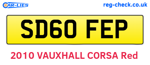 SD60FEP are the vehicle registration plates.