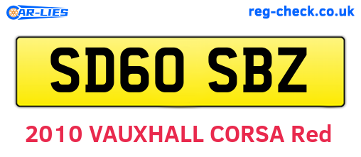 SD60SBZ are the vehicle registration plates.
