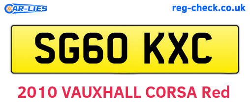SG60KXC are the vehicle registration plates.