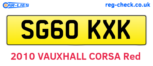 SG60KXK are the vehicle registration plates.
