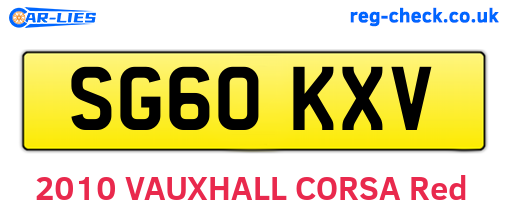 SG60KXV are the vehicle registration plates.