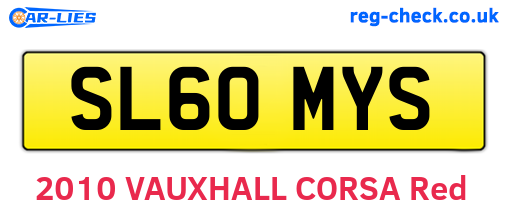 SL60MYS are the vehicle registration plates.