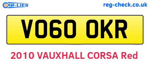 VO60OKR are the vehicle registration plates.