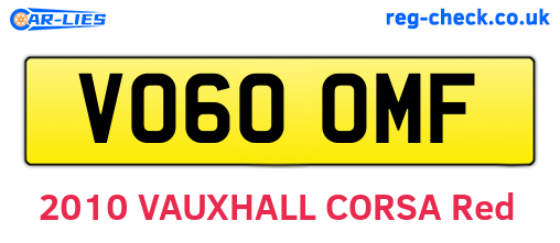 VO60OMF are the vehicle registration plates.