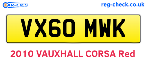 VX60MWK are the vehicle registration plates.