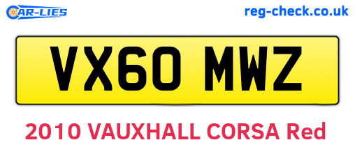 VX60MWZ are the vehicle registration plates.