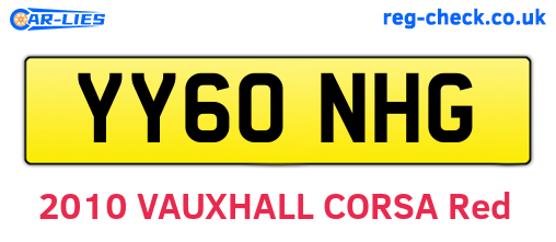 YY60NHG are the vehicle registration plates.