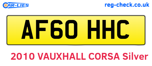 AF60HHC are the vehicle registration plates.