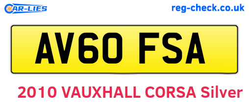 AV60FSA are the vehicle registration plates.