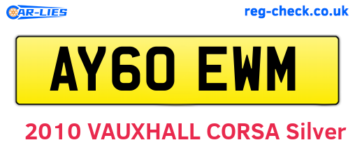 AY60EWM are the vehicle registration plates.
