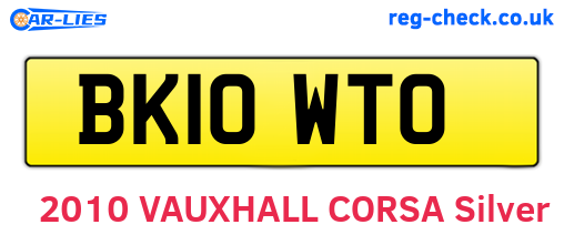 BK10WTO are the vehicle registration plates.