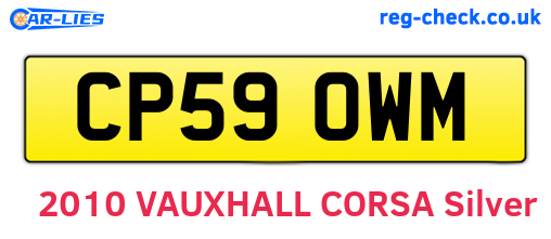 CP59OWM are the vehicle registration plates.