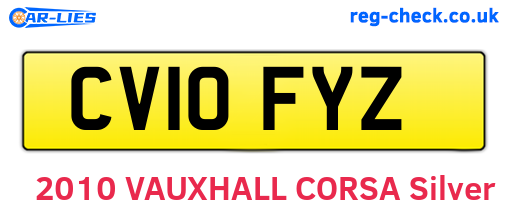 CV10FYZ are the vehicle registration plates.