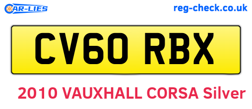 CV60RBX are the vehicle registration plates.