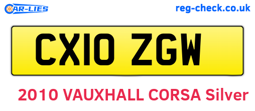 CX10ZGW are the vehicle registration plates.