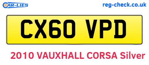 CX60VPD are the vehicle registration plates.