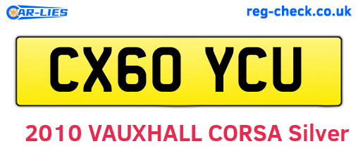 CX60YCU are the vehicle registration plates.